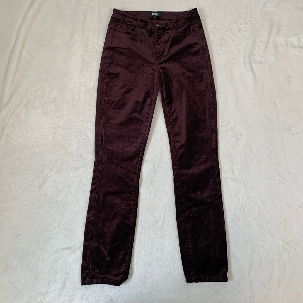 Paige Hoxton Ankle Velvet Corduroy Skinny Jeans Burgundy Size 25